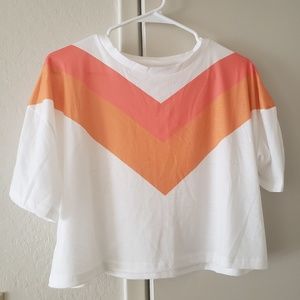 Chevron Round Neck Crop Tee